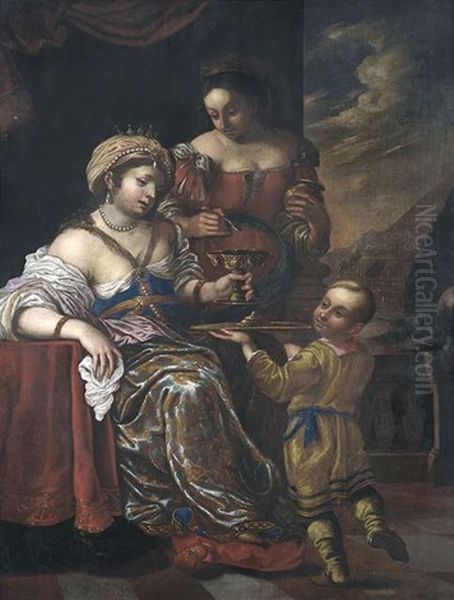 Artemisia, Konigin Von Karien, Gemahlin Des Mausolos, Trinkt Die Mit Ihren Tranen Vermischte Asche Ihres Mannes Oil Painting by Carlo Francesco Nuvolone