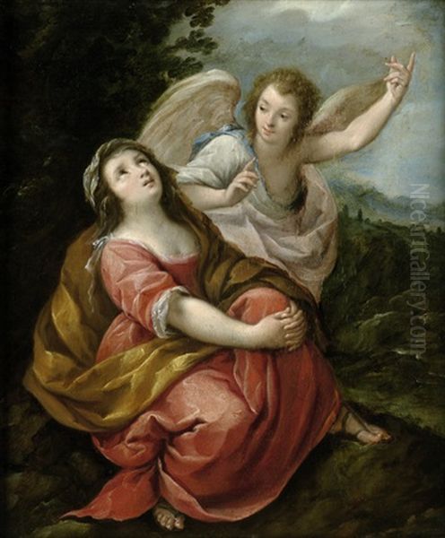 Maria Magdalena In Der Wuste Mit Dem Engel Oil Painting by Carlo Francesco Nuvolone