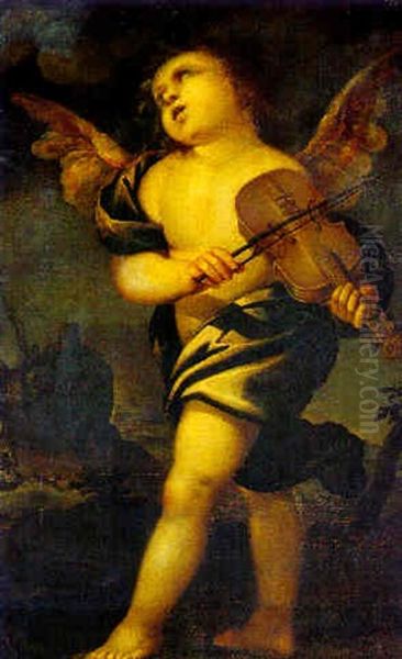 An Angel With A Viola In A Landscape Oil Painting by Carlo Francesco Nuvolone