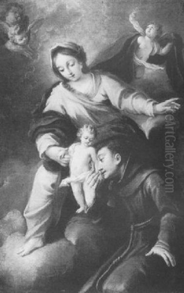 Madonna And Child With Saint Francis And An Angel Oil Painting by Carlo Francesco Nuvolone