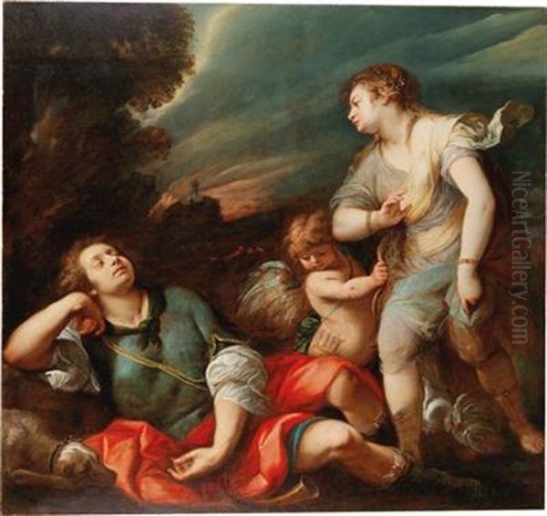 Armida And The Sleeping Rinaldo Oil Painting by Giuseppe Nuvolone