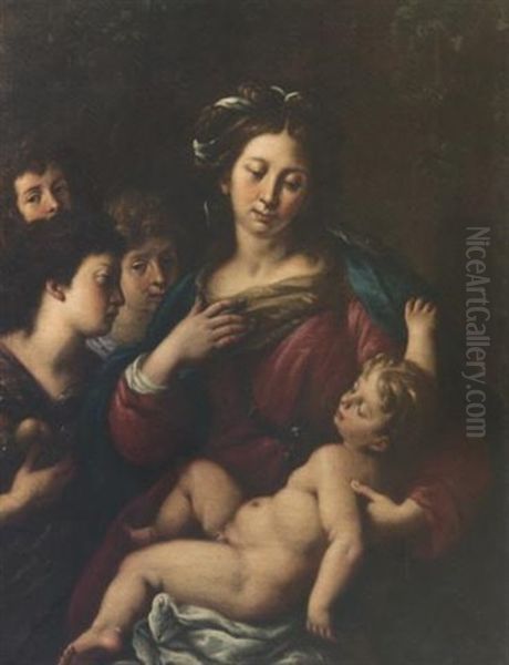 Madonna Con Il Bambino E Angeli Oil Painting by Giuseppe Nuvolone