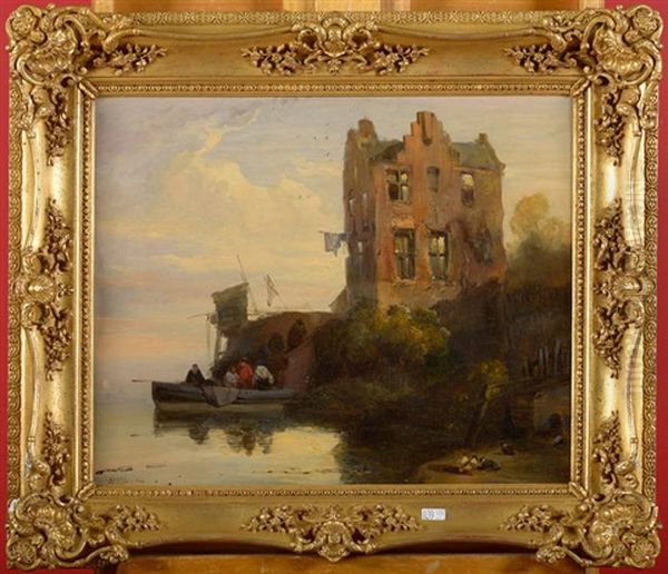 Paysage Lacustre Anime Oil Painting by Wijnand Jan Joseph Nuyen