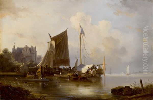 Fischerboote Am Ufer Oil Painting by Wijnand Jan Joseph Nuyen