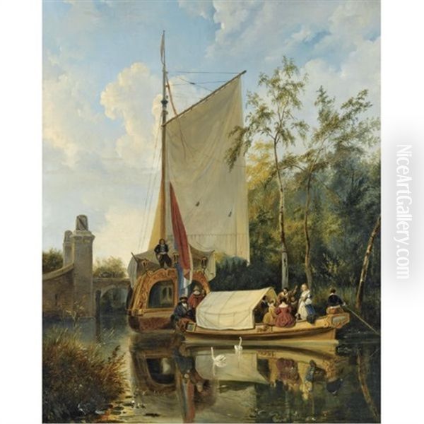 Nuyenthe Boating Party Oil Painting by Wijnand Jan Joseph Nuyen