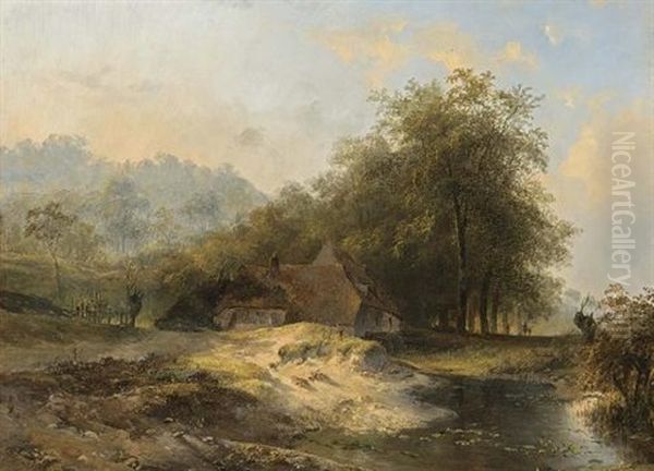 A Farm In A Summer Landscape by Wijnand Jan Joseph Nuyen