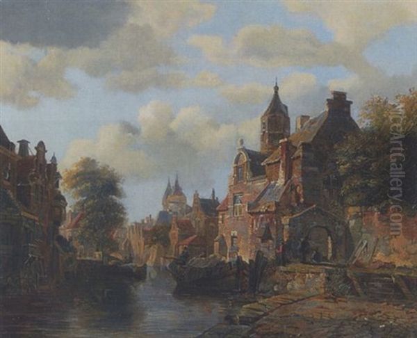 Niederlandische Stadtansicht Oil Painting by Wijnand Jan Joseph Nuyen