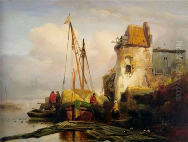 The Hay-barge Oil Painting by Wijnand Jan Joseph Nuyen