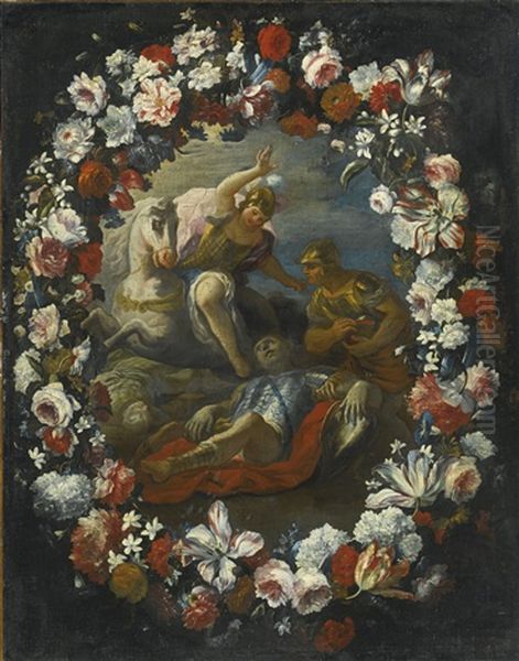 Tancred And Erminia, Surrounded By A Garland Of Flowers Oil Painting by Mario Nuzzi