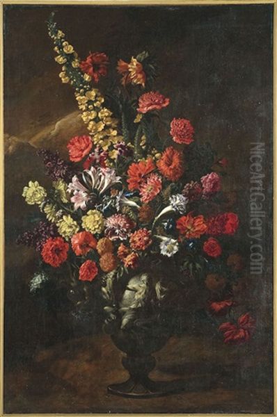 Composizione Con Vaso Di Fiori Oil Painting by Mario Nuzzi