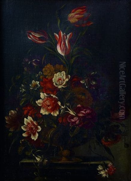 Nature Morte Au Bouquet De Fleurs Oil Painting by Mario Nuzzi