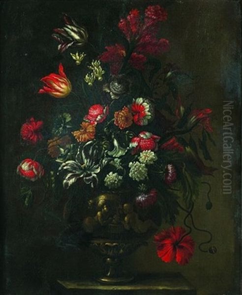 Nature Morte Au Vase De Fleurs Oil Painting by Mario Nuzzi