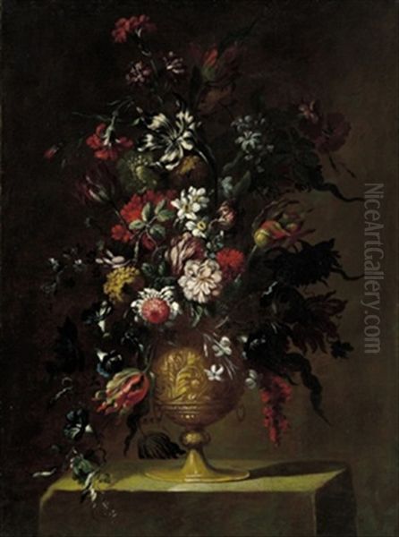 Un Vaso Di Fiori Oil Painting by Mario Nuzzi