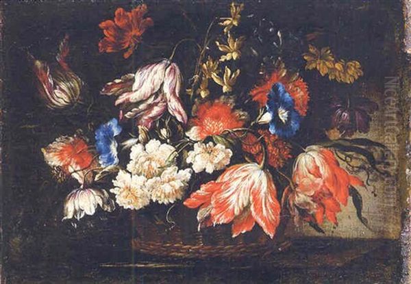 Cesto Di Fiori Oil Painting by Mario Nuzzi