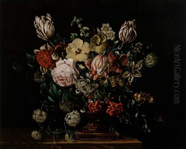 Natura Morta Di Fiori In Vaso Oil Painting by Mario Nuzzi