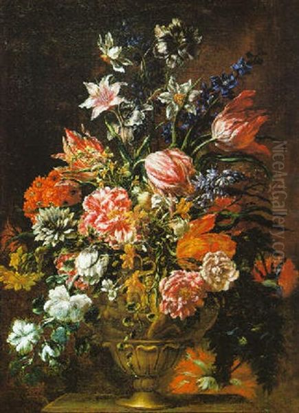 Vaso Di Fiori Oil Painting by Mario Nuzzi