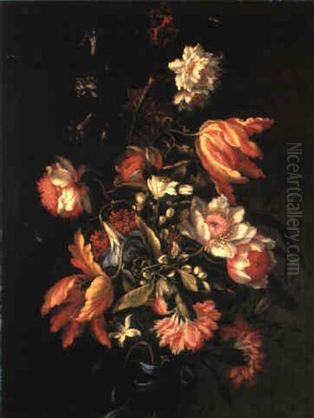 Mazzo Di Fiori Con Anemoni E Fiori D'arancio Oil Painting by Mario Nuzzi