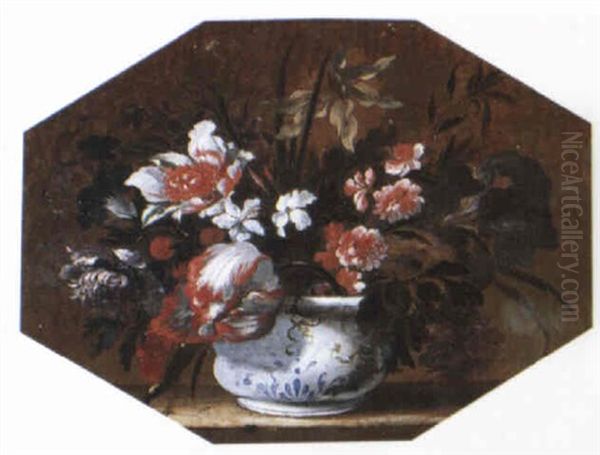 Still Lifes With Flowers In Bowls Oil Painting by Mario Nuzzi