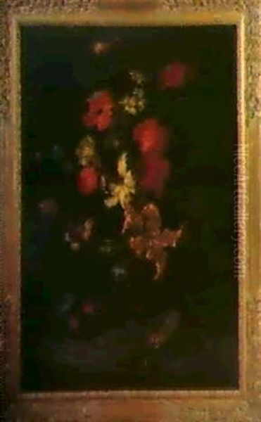 Stilleben Mit Blumen Und Fruchten. Oil Painting by Mario Nuzzi