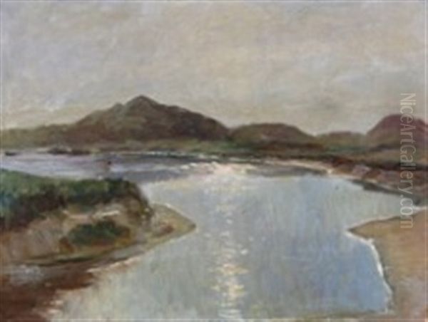 Landscape With Dunes And Water Oil Painting by Poul Friis Nybo