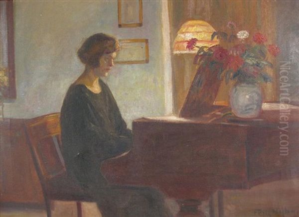 At The Piano Oil Painting by Poul Friis Nybo