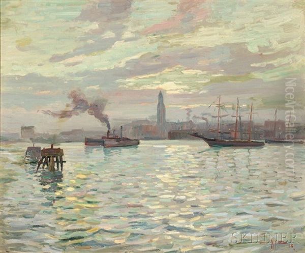 View Of Baltimore Harbor Oil Painting by Edgar Hewitt Nye