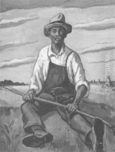 A Farmer's Portrait Oil Painting by Edgar Hewitt Nye