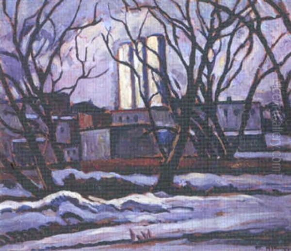 Winter Oil Painting by Edgar Hewitt Nye