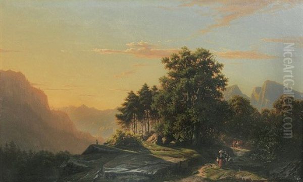 Abendstimmung In Den Bergen Oil Painting by Eliza Agnetus Emilius Nyhoff