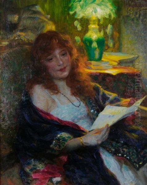 The Letter Oil Painting by Arvid Frederick Nyholm