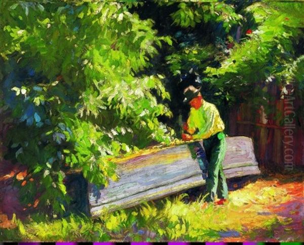 Napsutotte Kertben (sunny Garden) Oil Painting by sandor Nyilasy