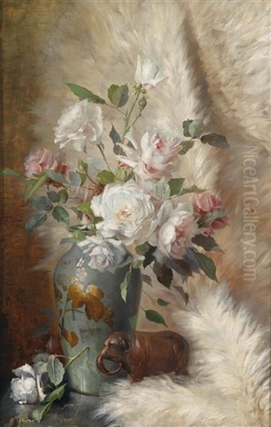 Ein Rosenstuck Mit Zierelefanten Oil Painting by Marie Nyl-Frosch