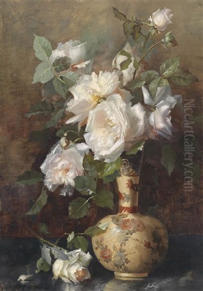 Rosen In Vase Oil Painting by Marie Nyl-Frosch