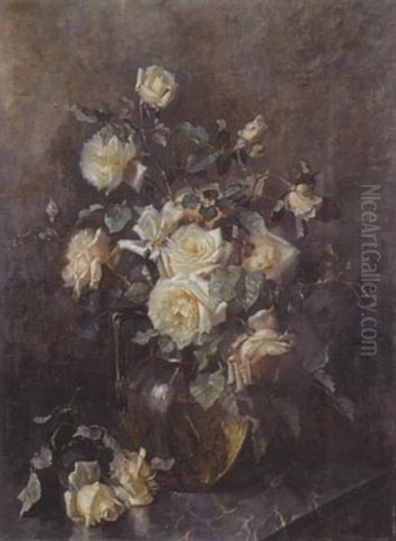 Rosenstraus In Einer Vase Oil Painting by Marie Nyl-Frosch