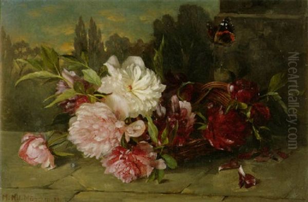 Blumenstilleben Mit Schmetterling Oil Painting by Marie Nyl-Frosch