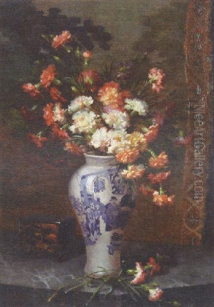 An Opulent Still Life In A Oriental Vase Oil Painting by Marie Nyl-Frosch