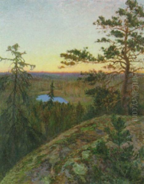 Skymningslandskap Oil Painting by Hilding Nyman