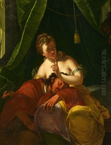 Samson Und Delilah Oil Painting by Dionys van Nymegen