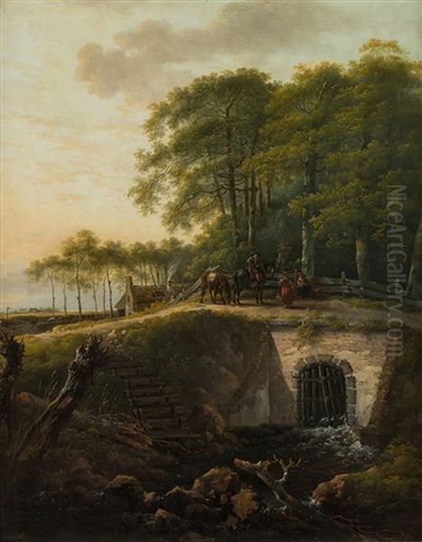 Paisaje Con Rio Y Figuras Oil Painting by Gerard van Nymegen