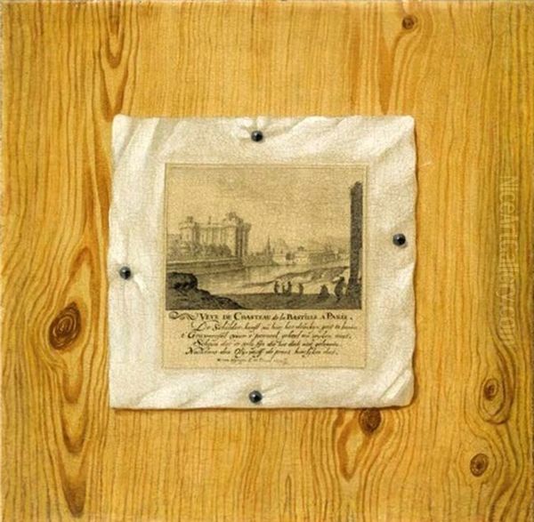 A Print Of The Bastille In Paris On A Wood Panneled Wall Oil Painting by Willem van Nymegen