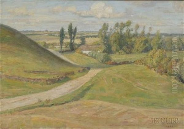 The Cottage In The Vale (+ The Road Past The Fields To The Farm; 2 Works) Oil Painting by Borge Christoffer Nyrop