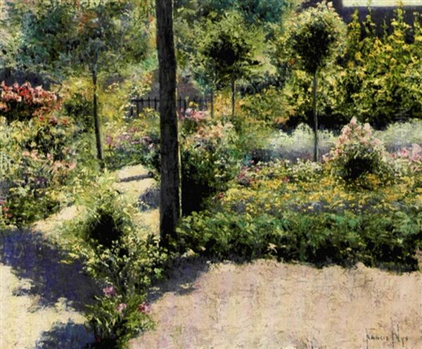 Jardin De L'hotel Antonie A Branchart Oil Painting by Francis Nys