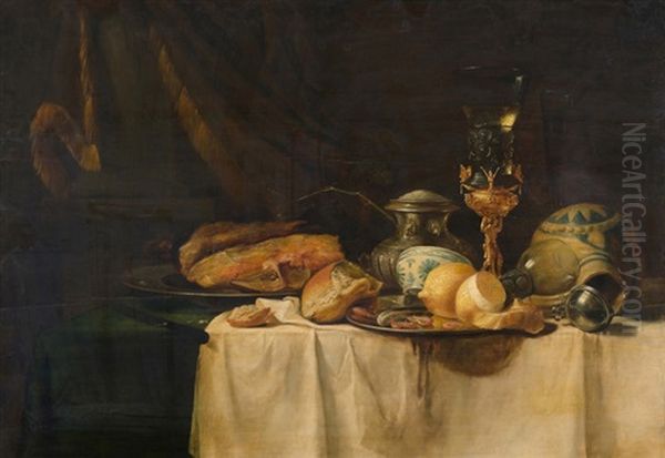 Banketje Mit Romerschraube Und Liegendem Krug Oil Painting by Pieter Nys