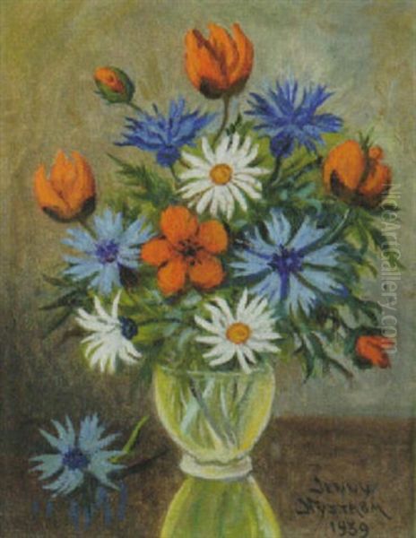 Stilleben Med Blommor I Vas Oil Painting by Jenny Nystroem