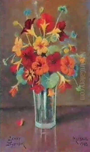 Blommor I Glasvas Oil Painting by Jenny Nystroem