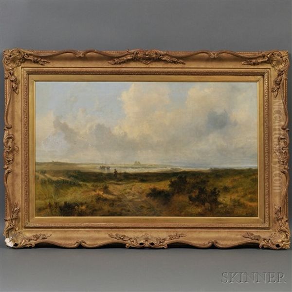 Coastal View With A Figure Oil Painting by John Wright Oakes