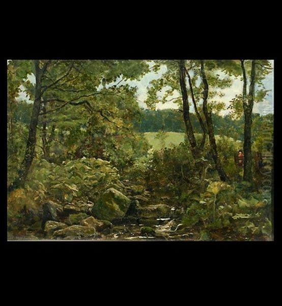 The Woodland Brook Oil Painting by John Wright Oakes