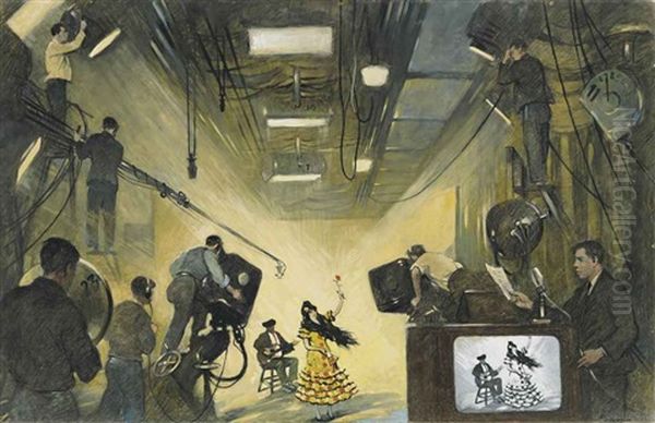 Television Studios Oil Painting by Thornton Oakley