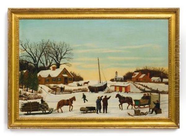 A Town In Winter Oil Painting by Thornton Oakley