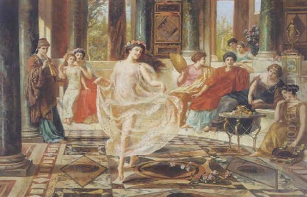 Dance In The Roman Villa Oil Painting by Emmanuel Oberhauser